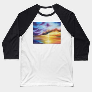 Rainbow Sunset Painting, Bright Beach Painting, Light Beautiful Sunset Art, Original Artwork, Sunset Living, Coastal Decor Baseball T-Shirt